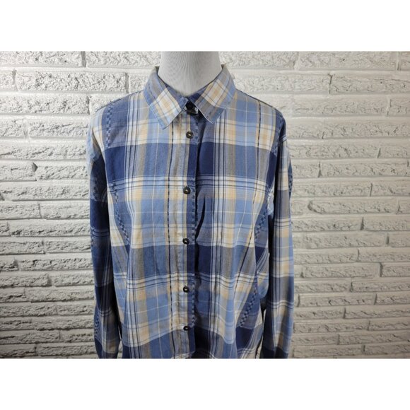 Alfred Dunner Women Top 20W Plus Long Sleeve Blue Plaid Casual PLA57XE - Picture 3 of 7